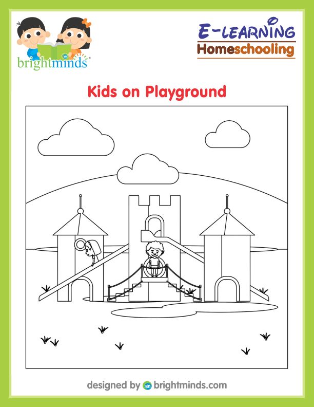 Kids on Playground Coloring Sheet