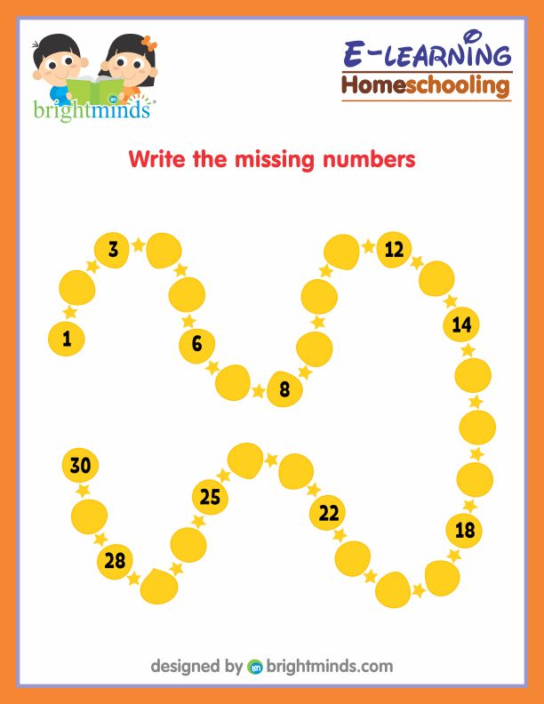 Write The Missing Numbers Bright Minds Elearning Platform
