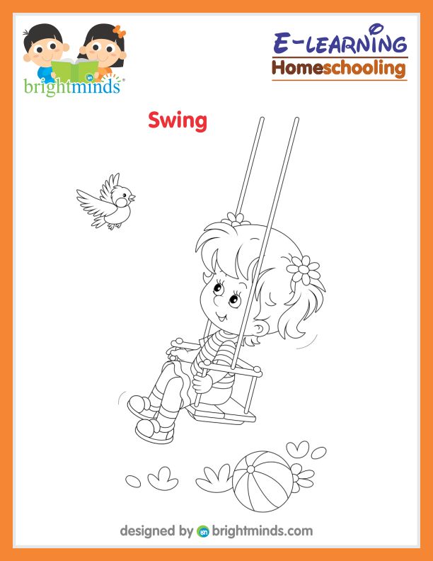 Kids on Swing Coloring Sheet