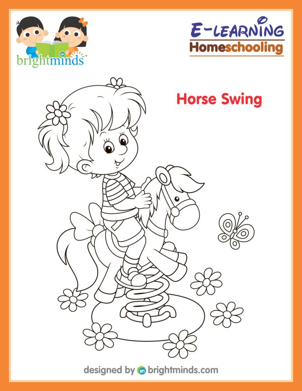 Horse Swing Coloring Sheet