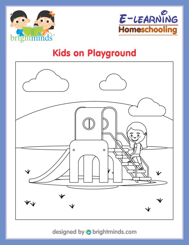 Kids on Playground Coloring Sheet