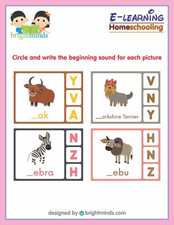 Circle and write the beginning sound of each picture