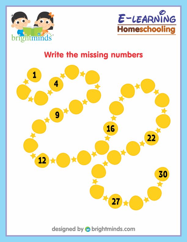 Write The Missing Numbers Bright Minds ELearning Platform