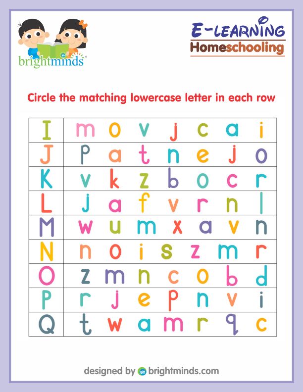 Circle the matching lowercase letter in each row