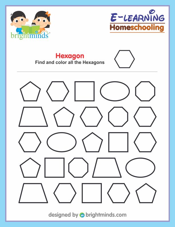 Find and color all the Hexagons