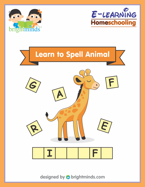 Learn to Spell Animal : Bright Minds eLearning Platform