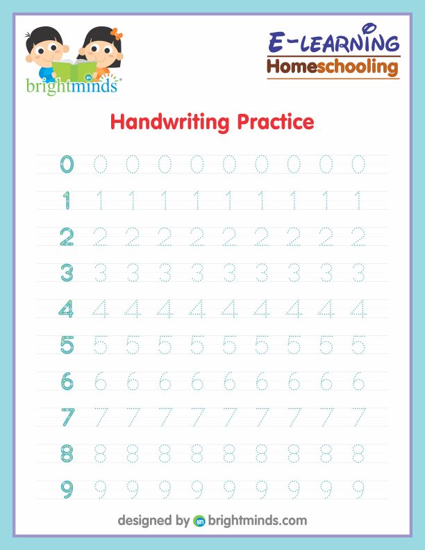 Handwriting Practice Zero to Nine