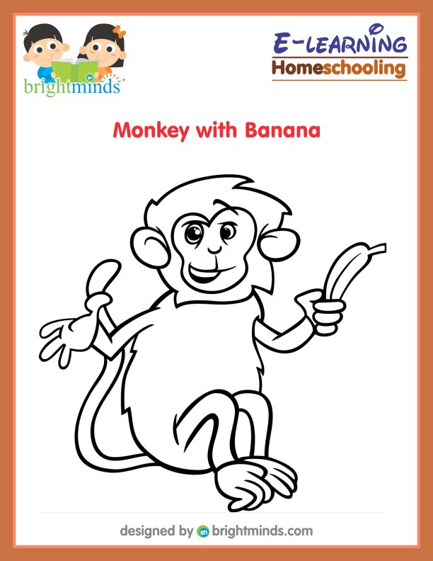 Monkey with Banana Coloring Sheet